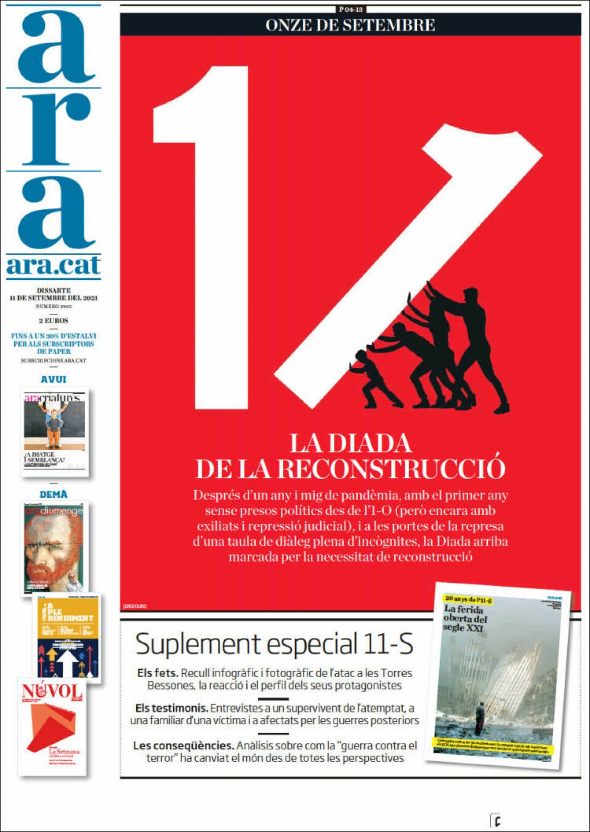 Portades | «Un independentisme dividit recupera la Diada al carrer», a «La Vanguardia»