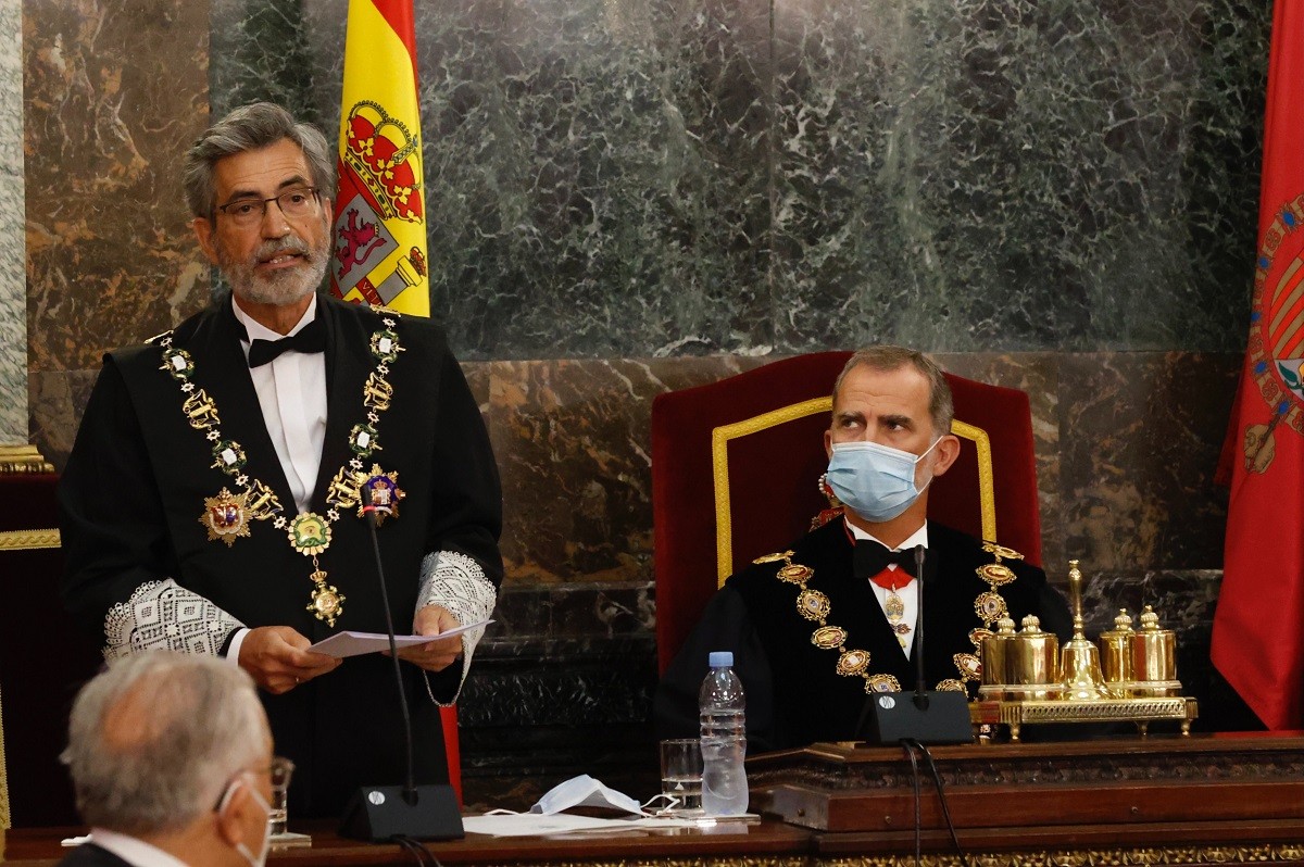 El president del CGPJ, Carlos Lesmes, durant l'obertura de l'any judicial - Casa Real