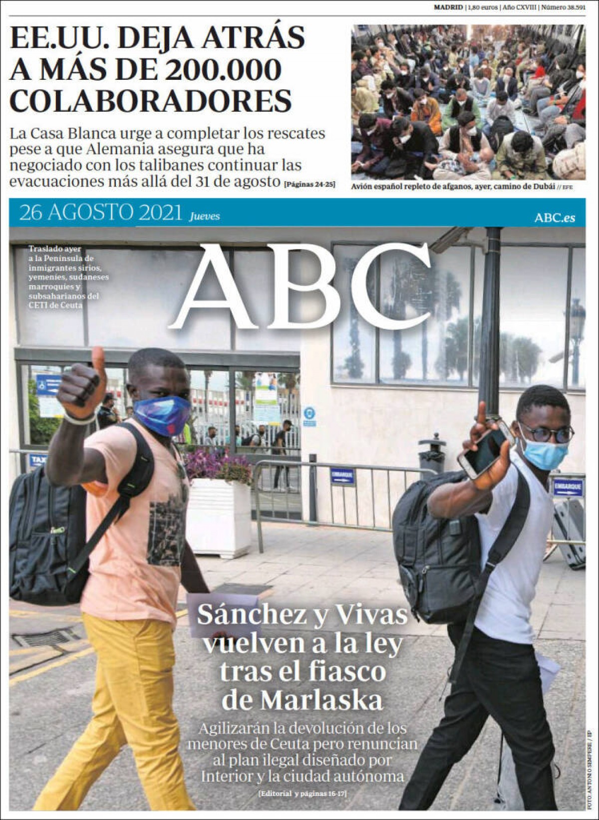 Portades | «Massacre a les portes de l'aeroport de Kabul», a l'«Ara»