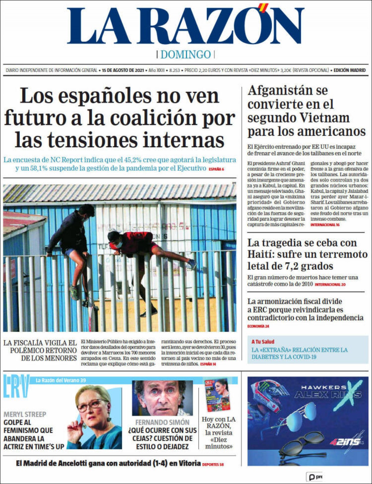 Portades | «Xoc entre els socis del govern central per la repatriació de menors», a «La Vanguardia»