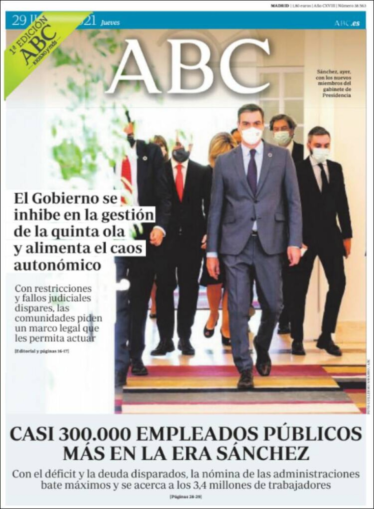 Portades | «Els científics avisen els no vacunats: 'Podeu estar anys tocats'», a «El Periódico»