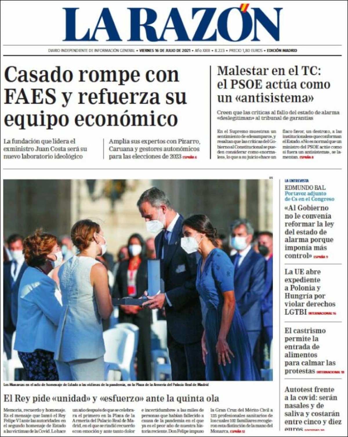 Portades | «La UE demana no entrar ni sortir de Catalunya», a l'«Ara»