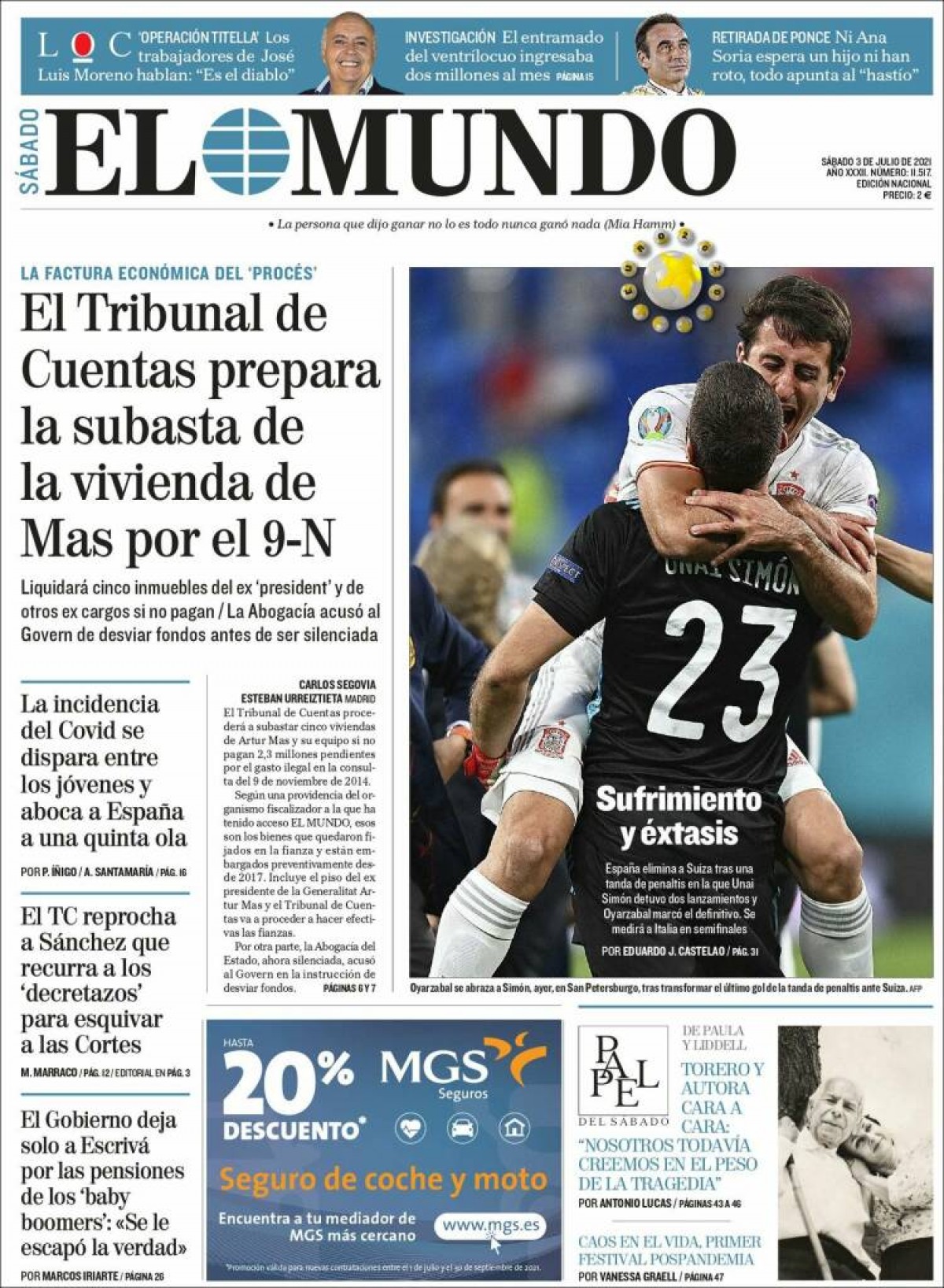 Portades | «Els contagis entre els joves es doblen en només dos dies», a l'«ARA»