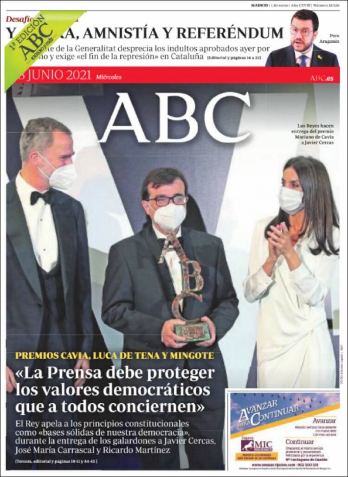 Portades | «Els indults encoratgen els independentistes: referèndum ja», a «El Mundo»
