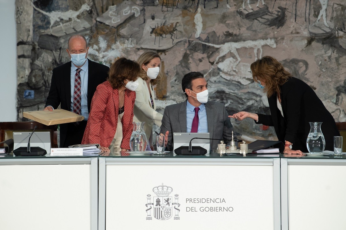 El consell de ministres que ha aprovat els indults, reunit.  - La Moncloa