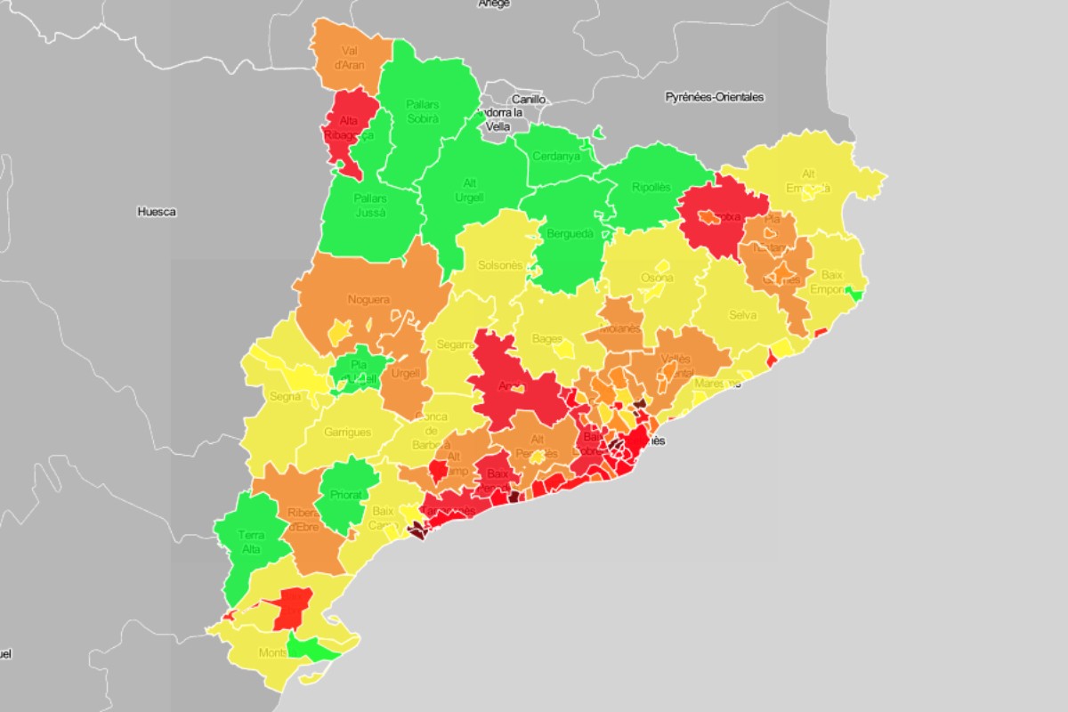 Només el 17% de comarques i el 44% de ciutats tenen risc alt de rebrot