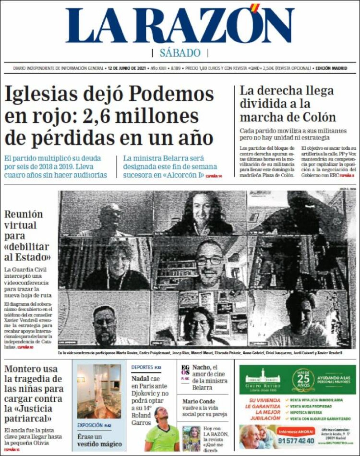 La portada completa d'aquest dissabte, 12 de juny. - 