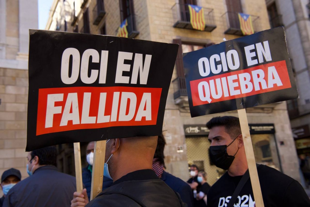 Imatge de la concentració de treballadors de l'oci nocturn - Yvelisse Teixeira