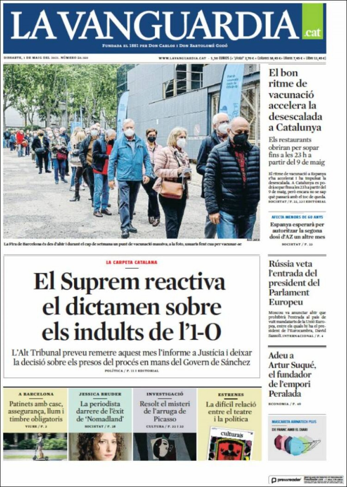 PORTADES | «Sánchez xoca amb la ciència per ajornar la segona dosi», a «El Mundo»