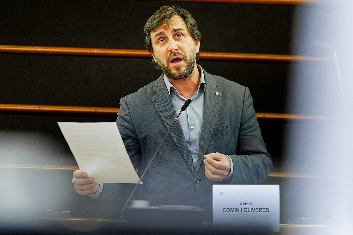 L'eurodiputat Toni Comín en una intervenció al ple de l'Eurocambra. - Parlament Europeu/ACN