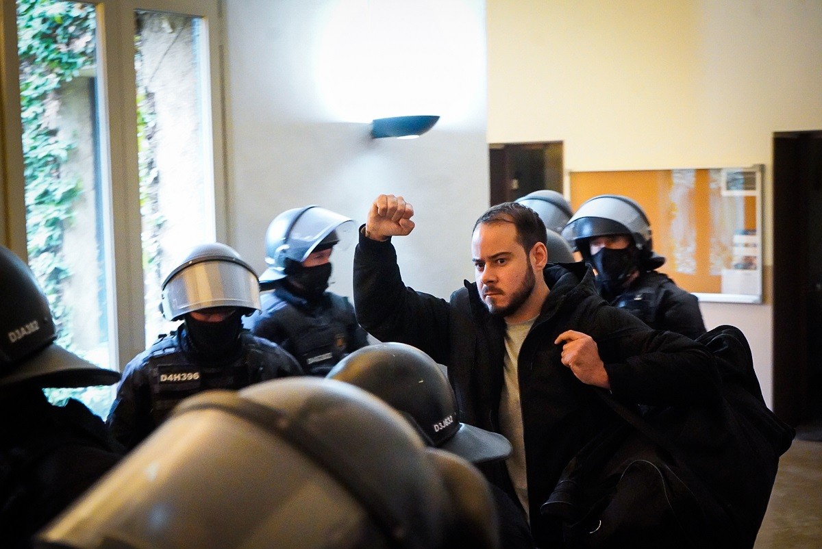 Pablo Hasél, absolt en la protesta contra la detenció de Puigdemont a Lleida 