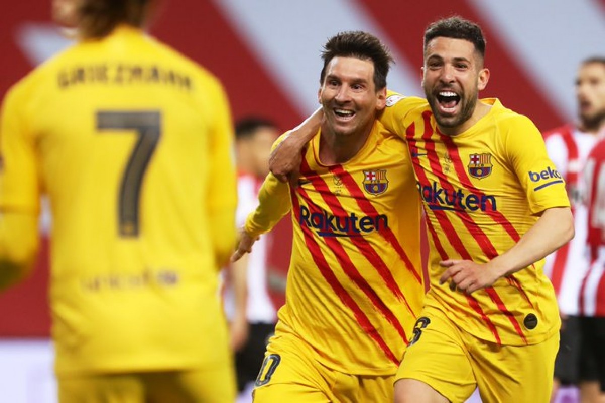 Messi i Alba, celebrant el tercer gol - FC Barcelona 