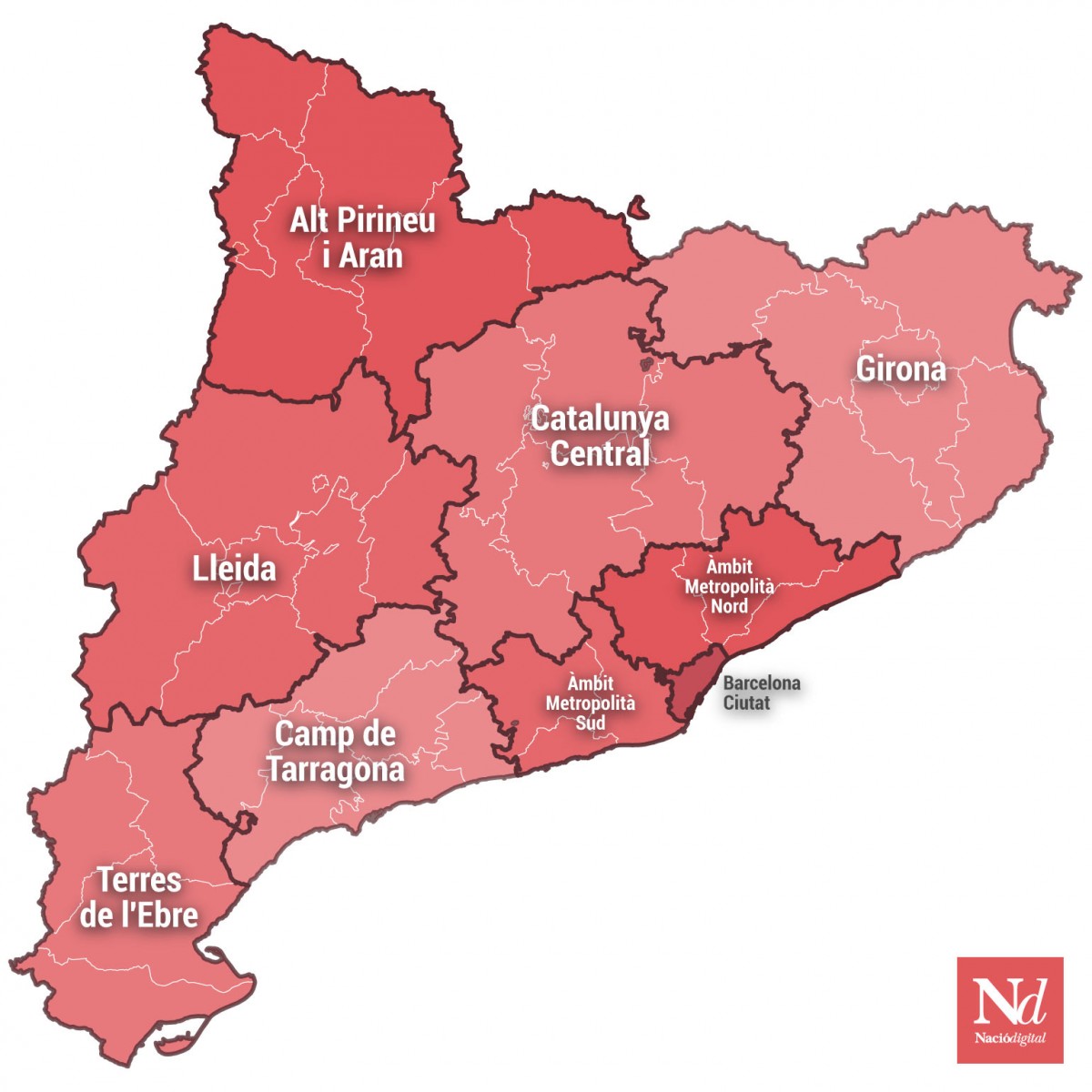 Així es divideix Catalunya en regions sanitàries