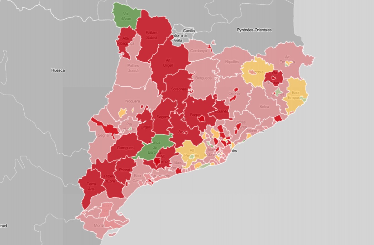 MAPES Els positius augmenten al 88% de comarques i el 65% de ciutats