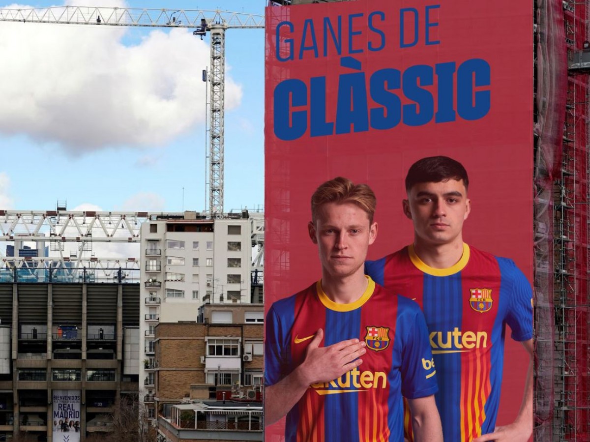 El dard del Barça al Madrid amb una nova versió de la pancarta de Laporta