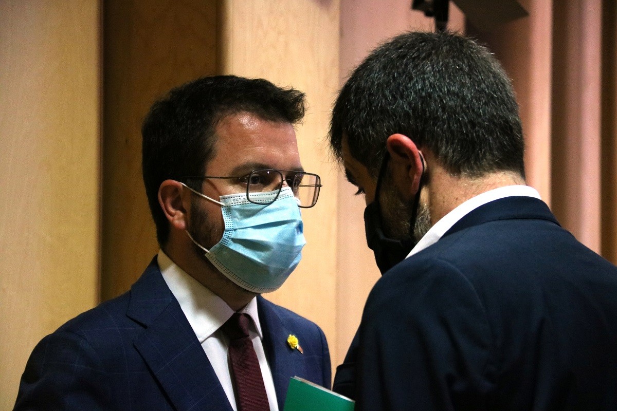 Jordi Sànchez i Pere Aragonès, aquest dimarts. - ACN