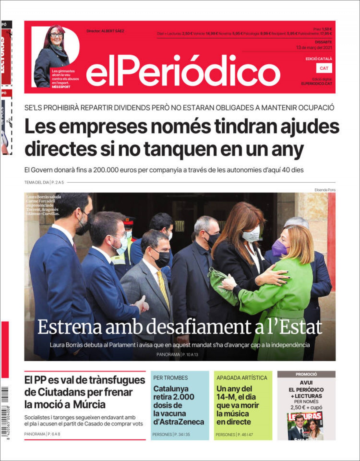 PORTADES «El PP tomba a Múrcia l'opa de la Moncloa i sentencia Arrimadas», a «El Mundo»