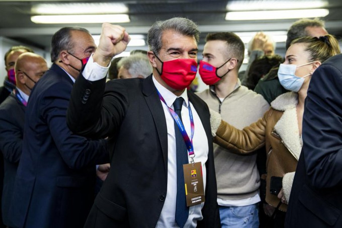 Joan Laporta, celebrant la seva victòria - FC Barcelona