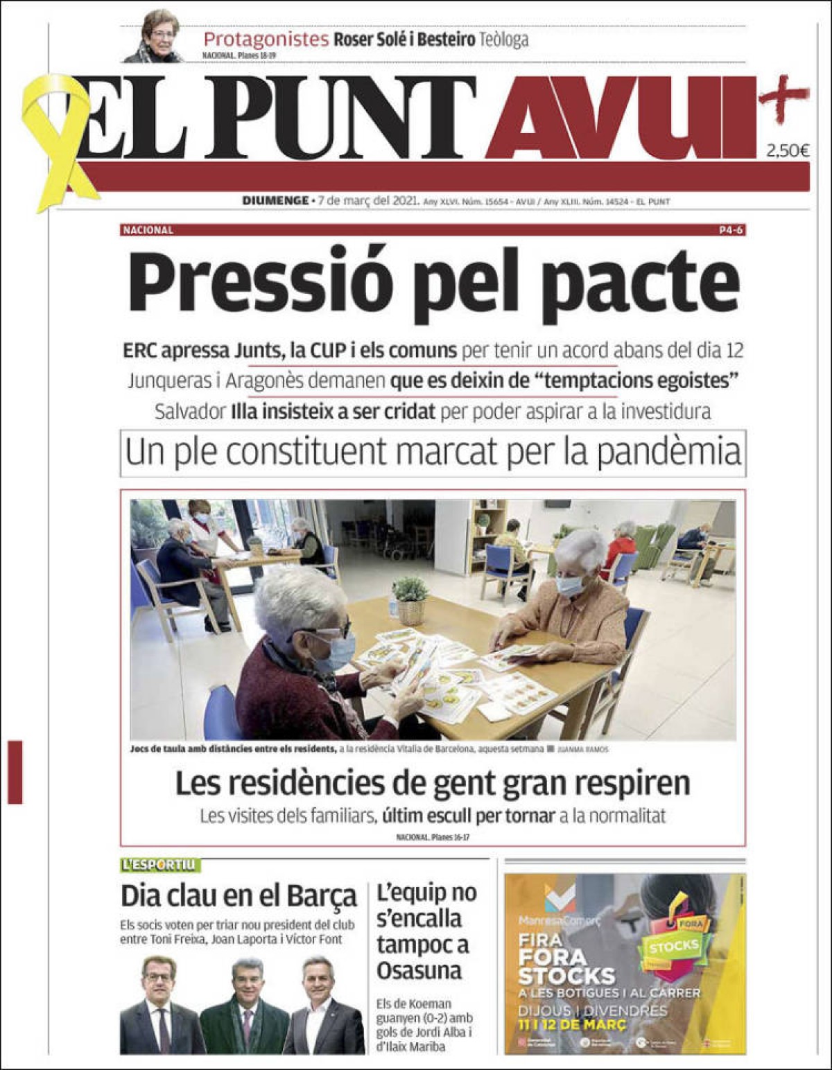 PORTADES «La natalitat es desploma a Espanya després del confinament», a «El País»