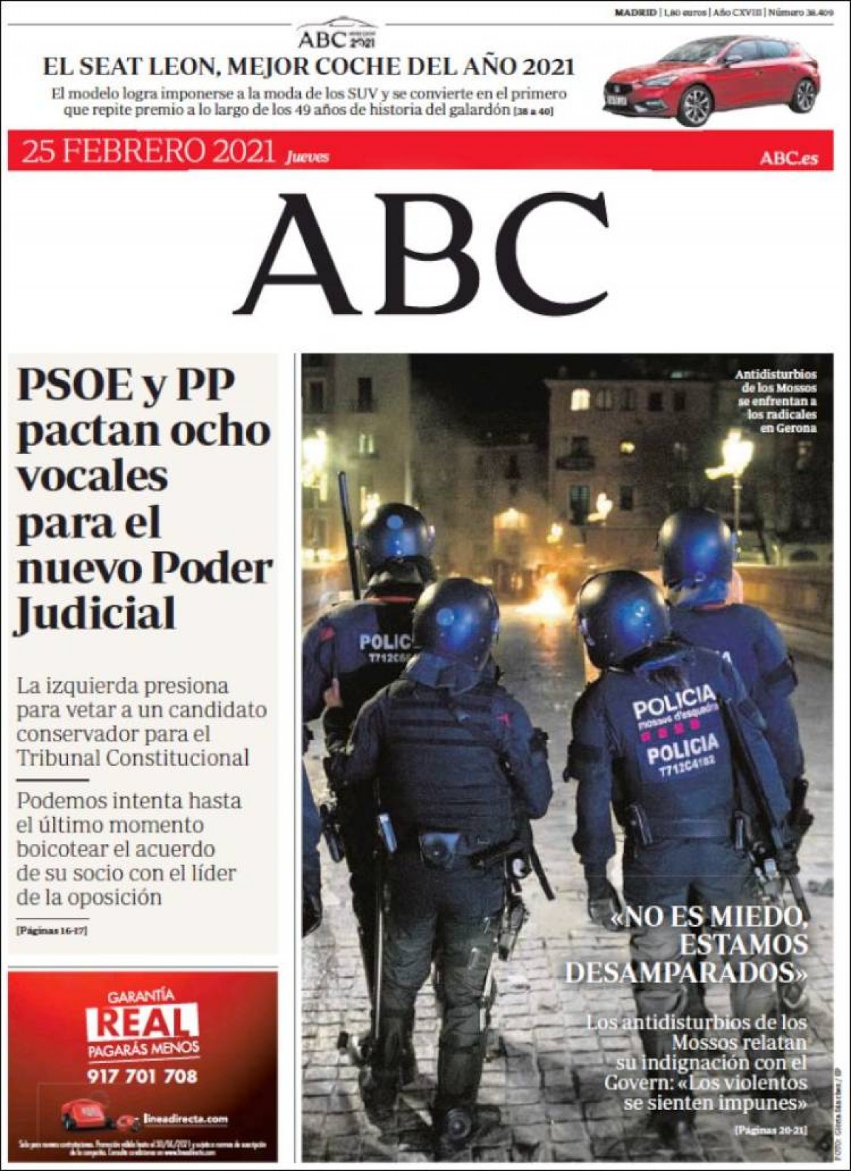 PORTADES «El govern anuncia 11.000 milions en ajudes sense explicar-les», a «El País»