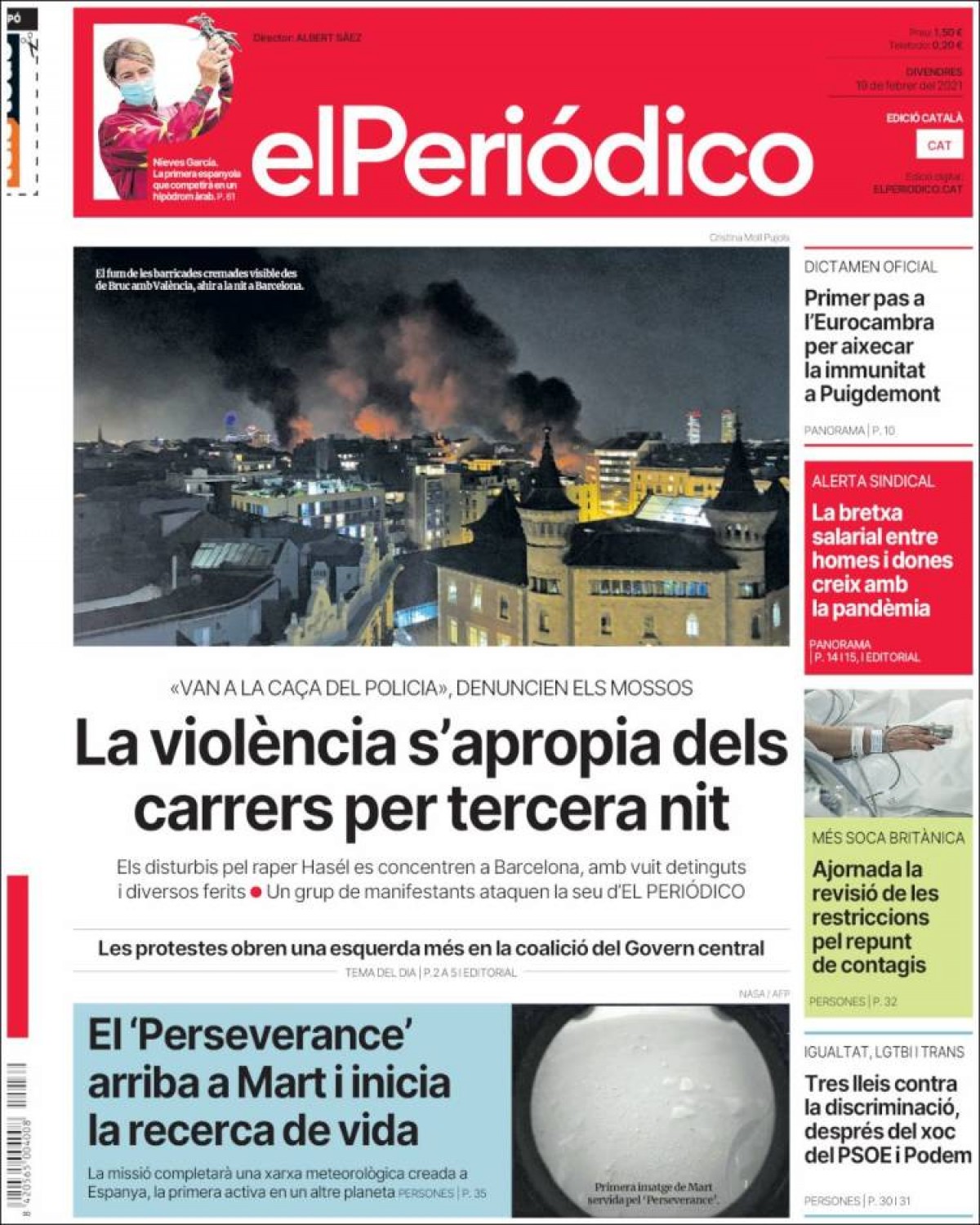 PORTADES «Junts s'alinea amb la CUP i posa en dubte la tasca dels Mossos», a «La Vanguardia»