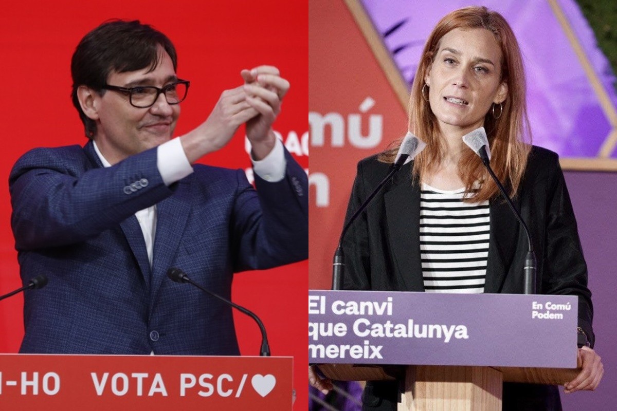 Salvador Illa i Jéssica Albiach, durant la jornada electoral - ACN