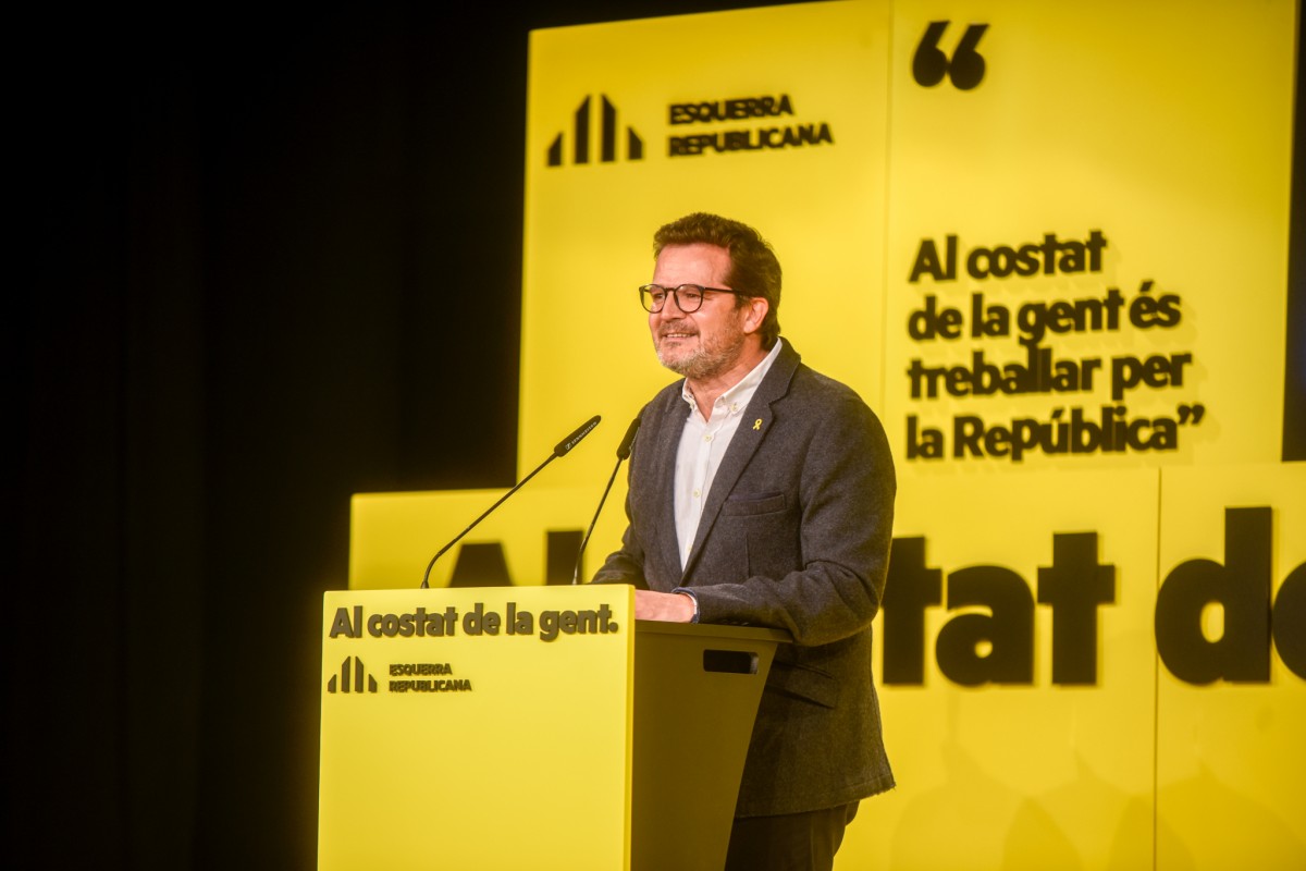 Isaac Albert durant el míting d'ERC a Terrassa pel 14-F.  - Cedida / ERC