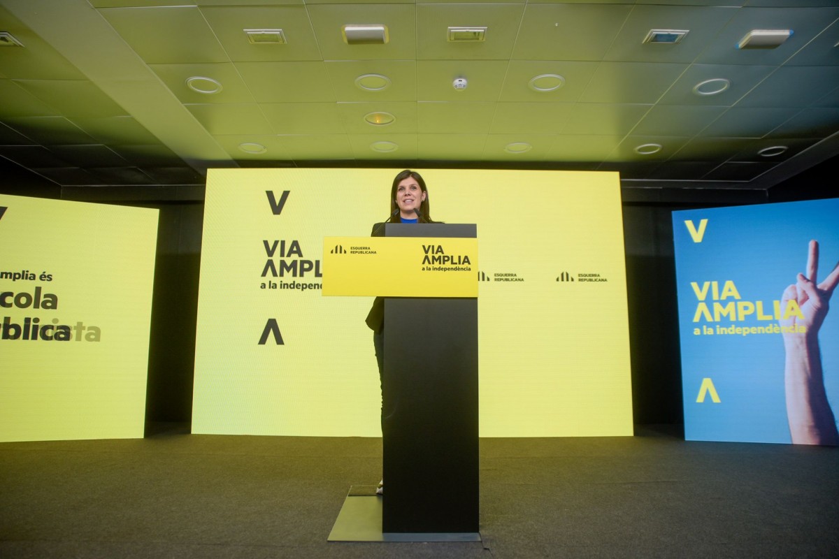 La secretària general adjunta d'ERC, Marta Vilalta, en roda de premsa - Marc Puig