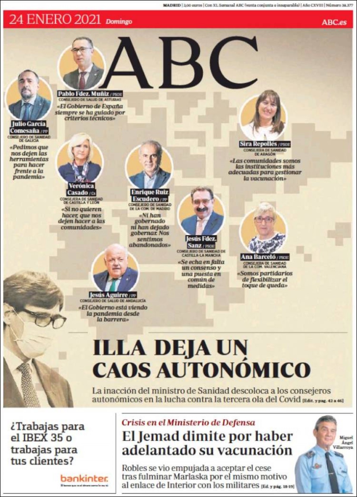 PORTADES «La Generalitat agitarà la por a la Covid per frenar el 14-F», a «La Razón»