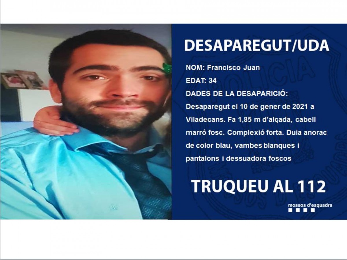 Busquen un home de 34 anys desaparegut a Viladecans