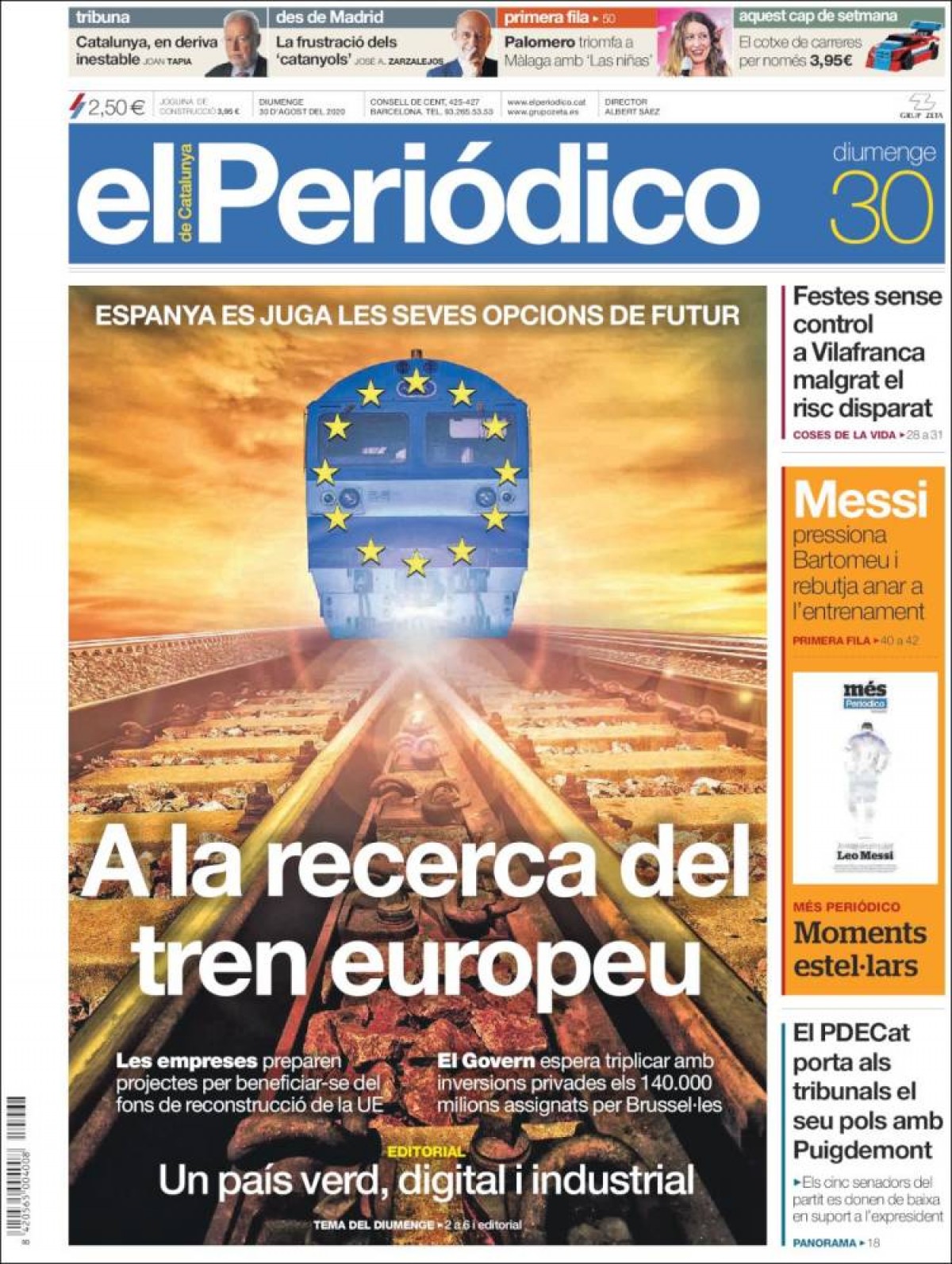 PORTADES «A la recerca del tren europeu», a «El Periódico»