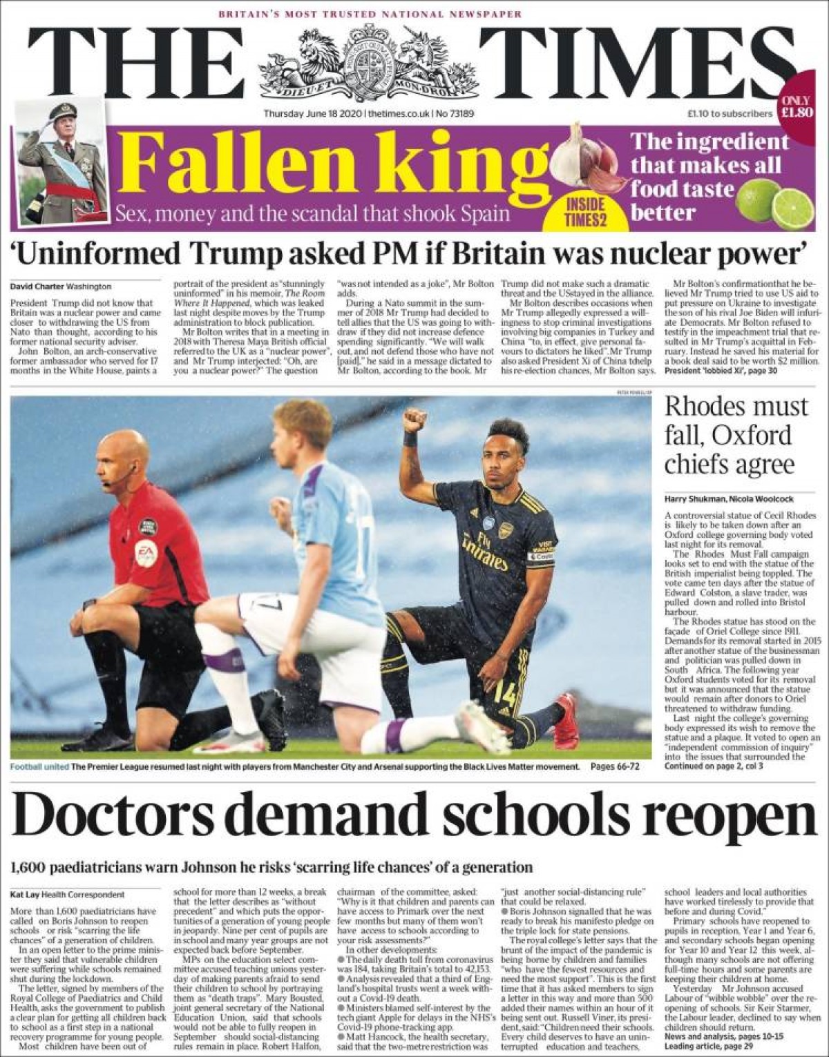 FOTO Contundent portada del «The Times» contra el rei Joan Carles