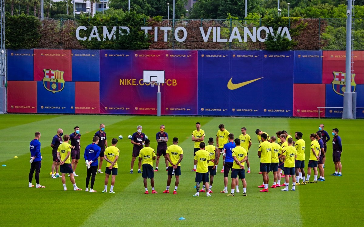L'equip blaugrana, en un entrenament després del confinament - @fcbarcelona_cat