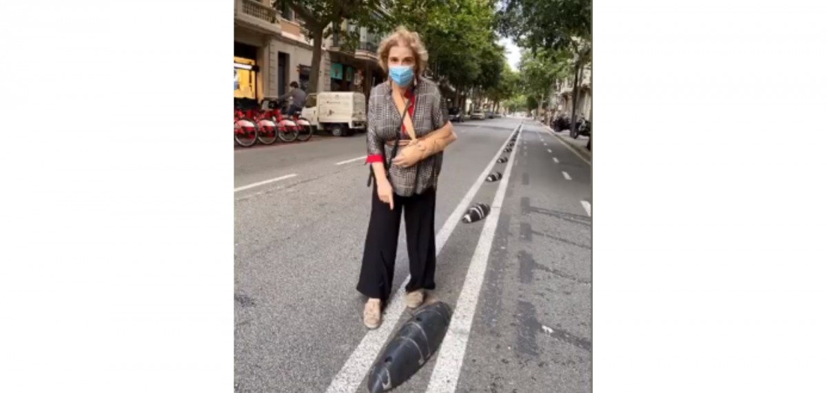 Pilar Rahola es lesiona en ensopegar mentre creuava per un carril bici