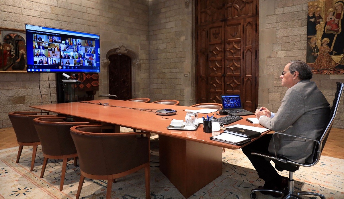 Torra recalca a Sánchez que el Govern rebutja la pròrroga de l'estat d'alarma tot i el pacte amb ERC