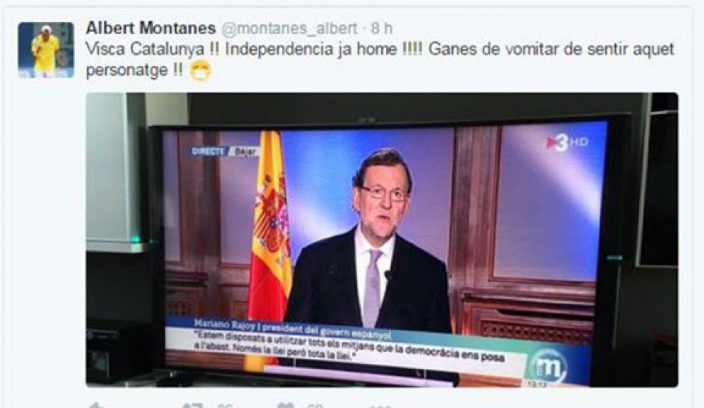 Un tuit del tenista rapitenc Albert Montañés sobre Rajoy encén les xarxes
