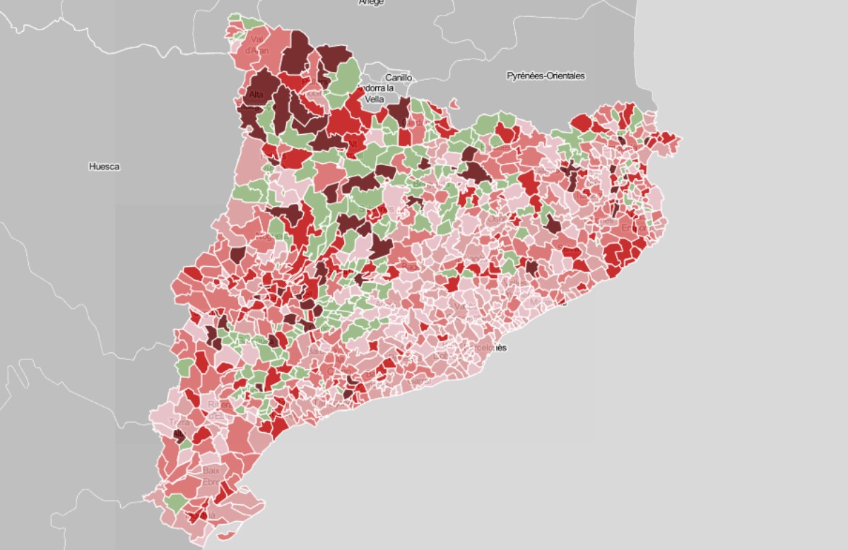 MAPES Quasi 200 municipis han augmentat més d'un 50% els casos de coronavirus en dues setmanes