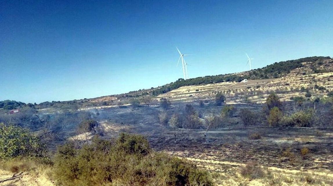 Un incendi crema gairebé 4 hectàrees a Gandesa