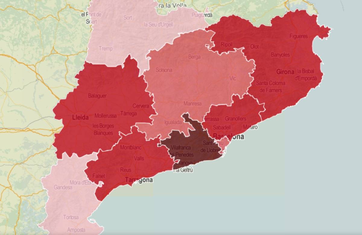 MAPA Les regions de Catalunya amb més risc de rebrot i les que menys