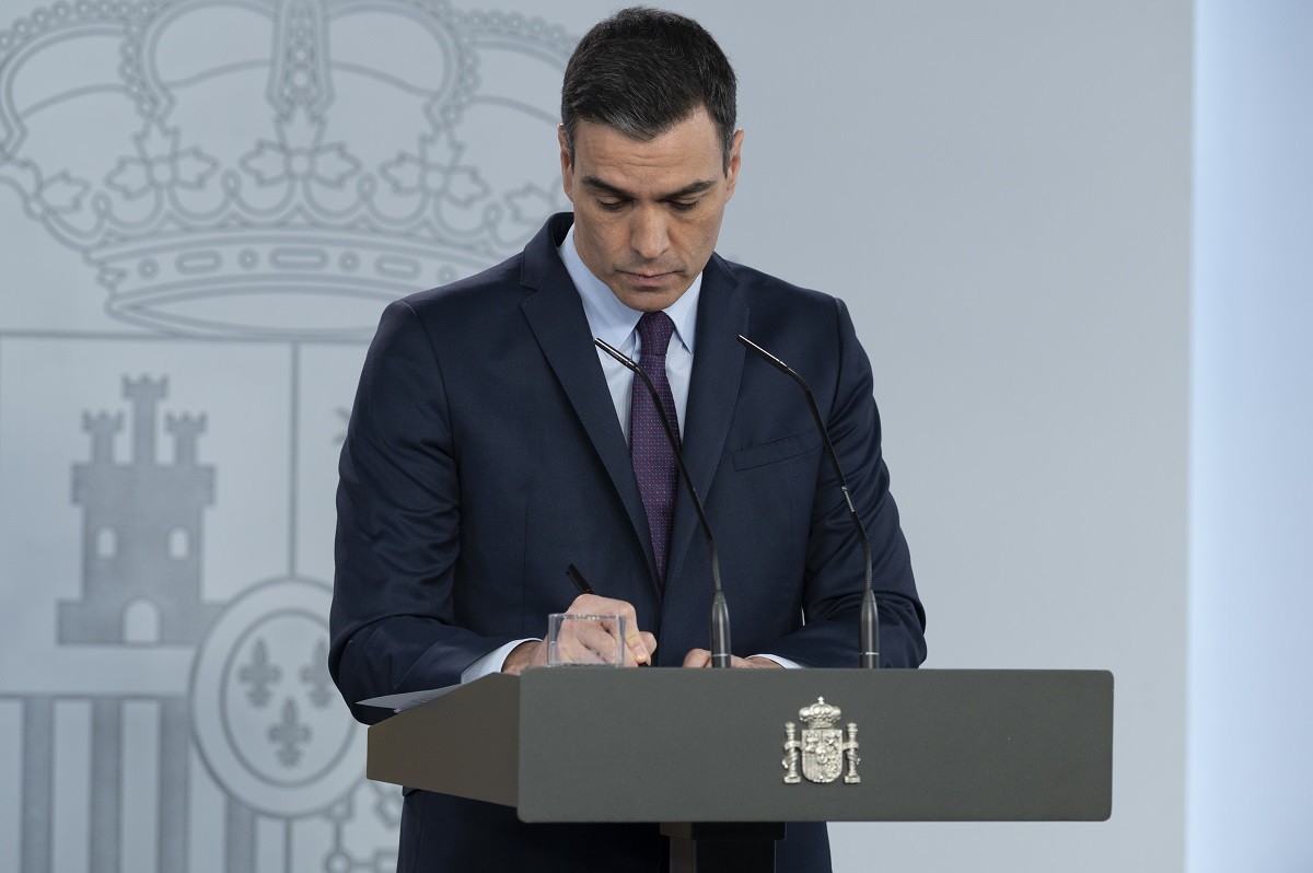 El president del govern espanyol, Pedro Sánchez, durant una compareixença - Flickr PSOE