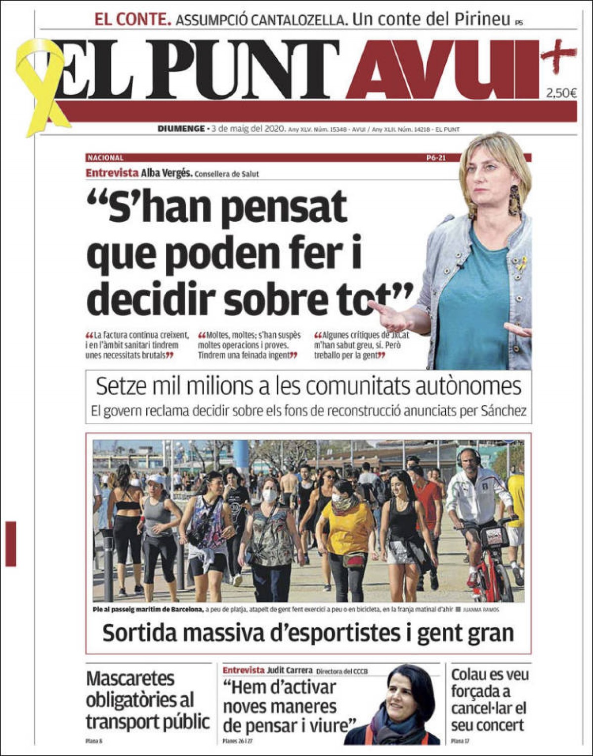 PORTADES «Desfogament massiu», a «El Periódico»