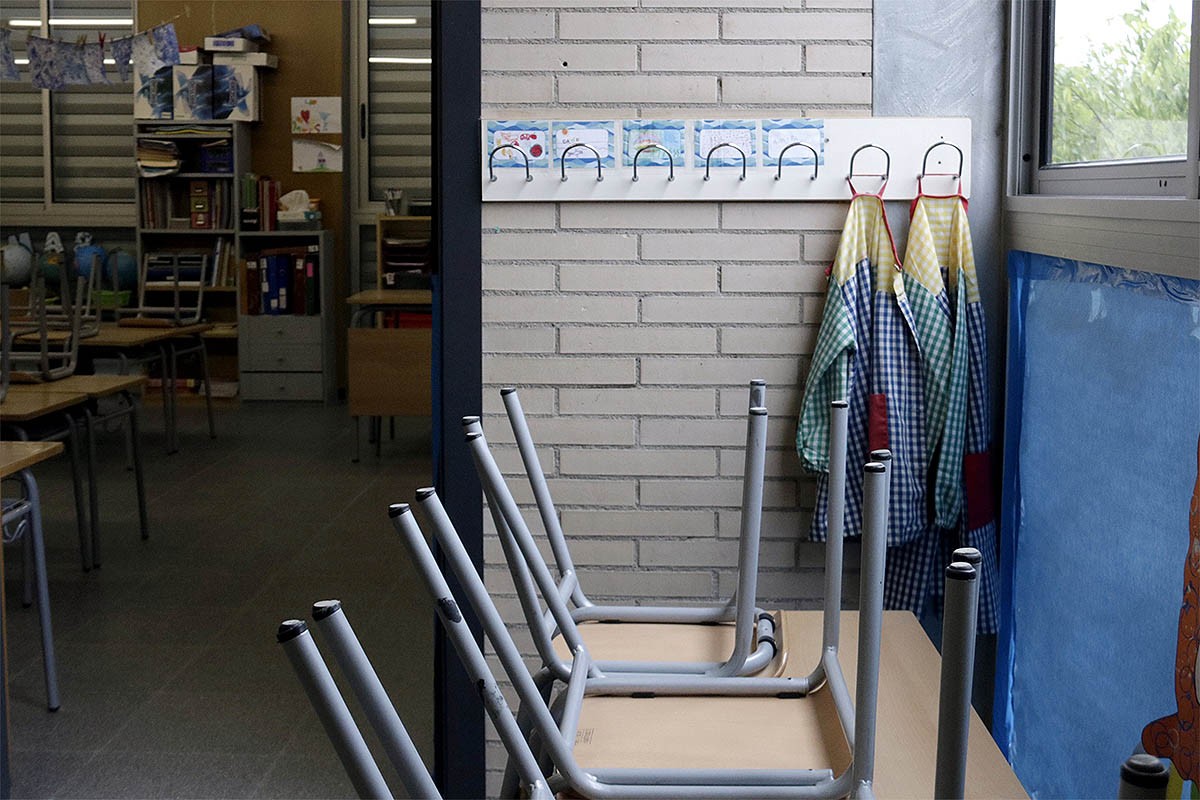 Una de les aules de l'escola Marta Mata de Girona, buida . - Marina López/ACN