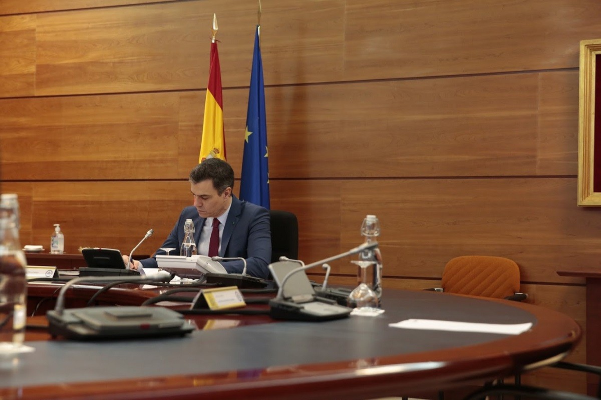 El president del govern espanyol, Pedro Sánchez, en la reunió del consell de ministres d'aquest dimarts - 