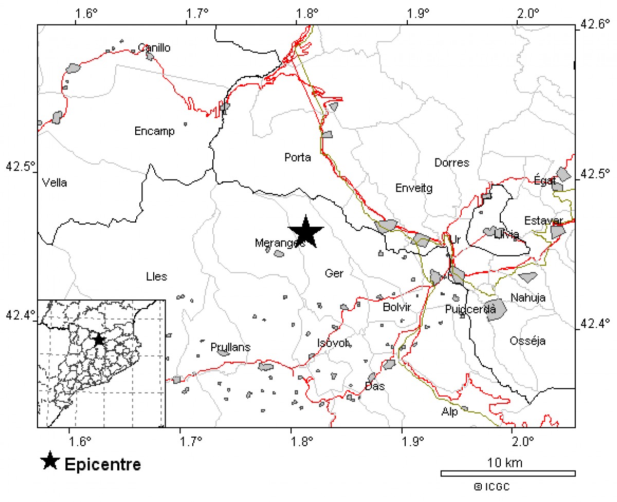 Es registra un terratrèmol de magnitud 2,4 sense danys amb epicentre a la Cerdanya