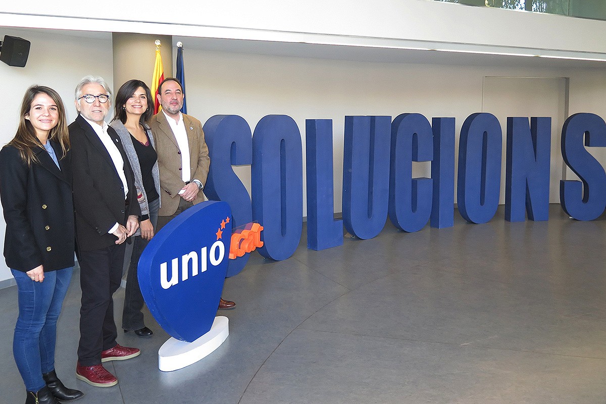 De dreta a esquerra Ramon Espadaler, Montse Surroca, Josep Sánchez Llibre, i Rosaura Ferriz, en la presentació del lema de campanya d'unió, Novembre 2015 - Unió