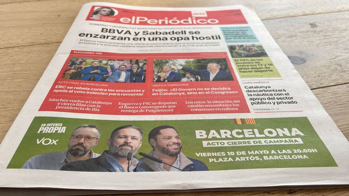Malestar a la redacció de «El Periódico» per un anunci de Vox a la portada del diari