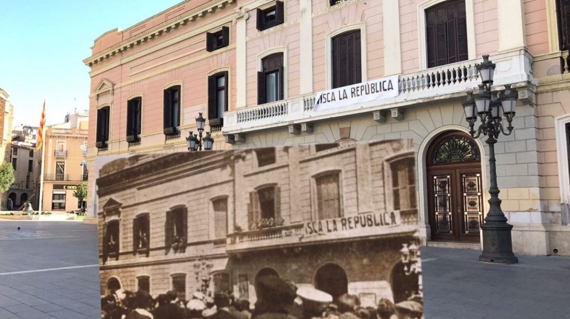 El balcó de l'Ajuntament de Sabadell a l'abril de 2017 i 1931
                                                                             |
                                Ajuntament de Sabadell - |
                                Ajuntament de Sabadell