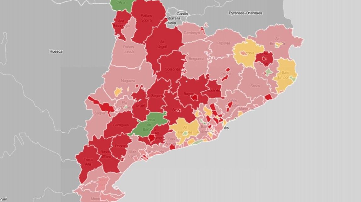 MAPES Els positius augmenten al 88% de comarques i el 65% de ciutats