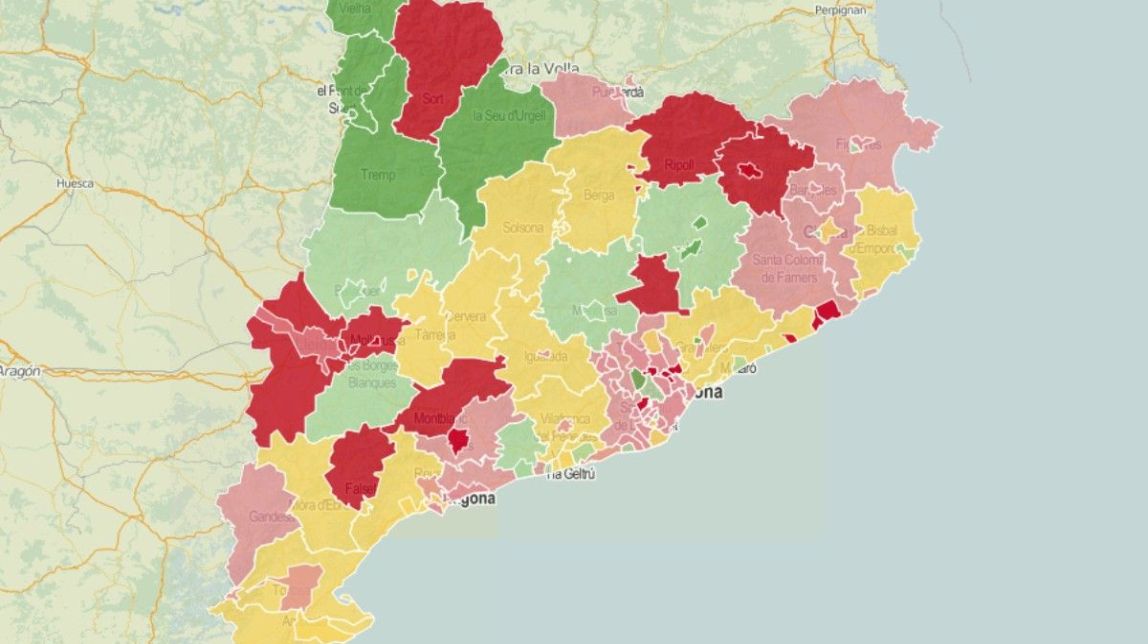 MAPES No tot el país empitjora: 19 de les 42 comarques concentren l'augment de contagis