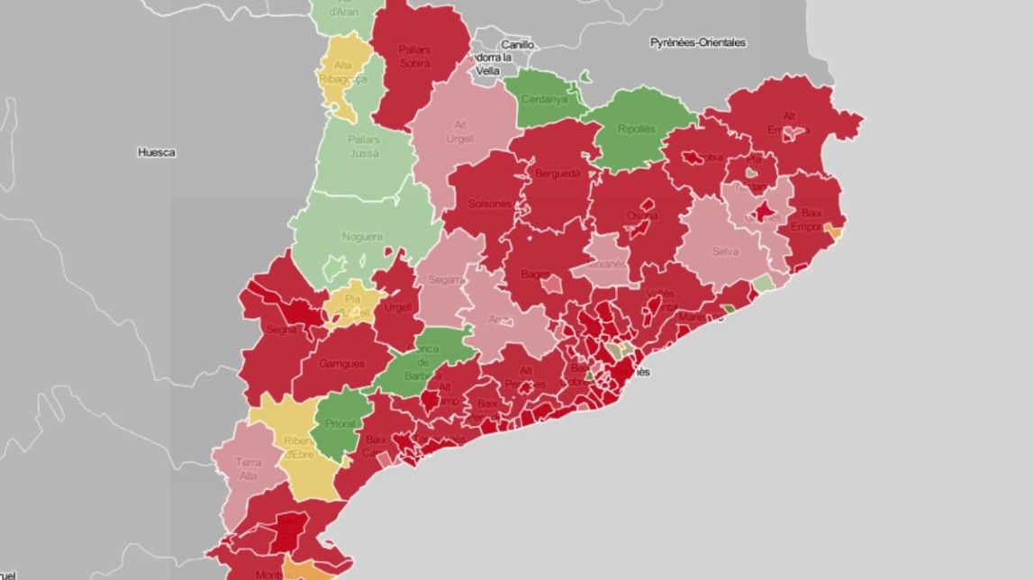 MAPES El 76% de comarques i el 86% de ciutats encara augmenten el nombre de contagis